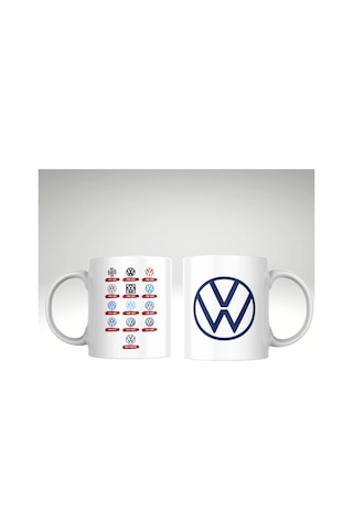 Applucky Volkswagen Logo Tarihçesi Baskı Kupa Bardak Beyaz