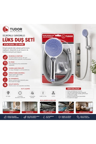 Milano Vakumlu - Silikon Lüks Duş Seti Duş Başlık Mix Silikon Hortum 1.5mt Mafsal 3 Kademe 50001 000 Açık Krem