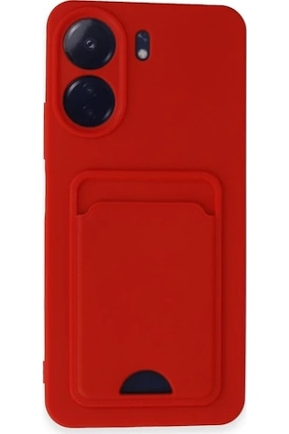 Xiaomi Poco C65 Uyumlu Arka Kamera Korumalı Kart Koyulabilen Silikon Kartlıklı Kılıf Kapak