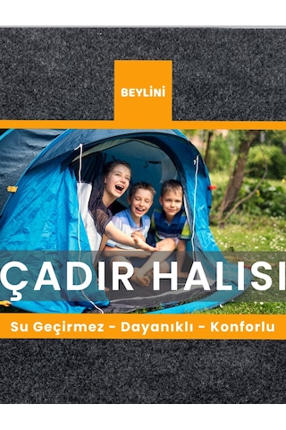 Beylini Kamp Matı Çadır Halısı Kaymaz Su Geçirmez Zemin Koruyucu 147x183 Cm Antrasit