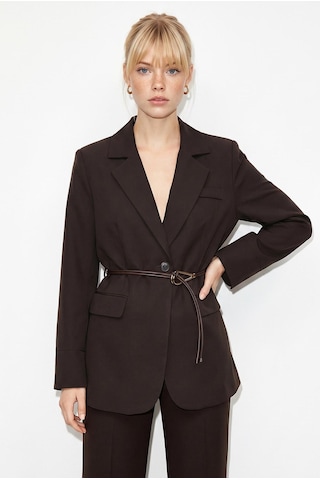 Shade Kadın Astarlı Garni Kol Detaylı Kemerli Blazer Ceket 8146 60286139 - Acı Kahve Kahverengi