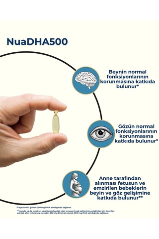 Nua Dha 500 Omega-3 İçeren Takviye Edici Gıda 60 Kapsül 