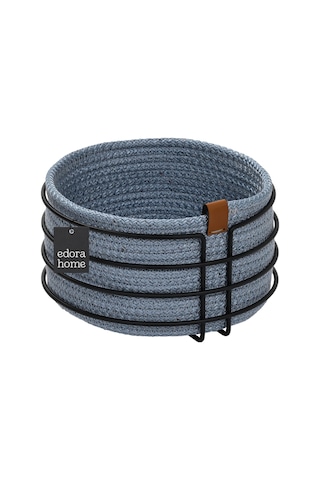 Mat Siyah Yuvarlak Ekmek Sepeti Şık,ekmeklik Açık Mavi Hasır Örmeli Makrome-çok Amaçlı Metal Paslanmaz Siyah