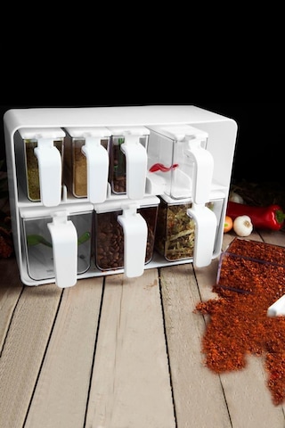 Herevin Sekizli Standlı Baharatlık Seti Beyaz - 161280-813 Beyaz