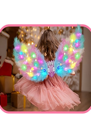 Bloomie Dıy Led Işıklı Hareketli Melek Kanatları Seti Peri Kanatları Büyük Boy Pembe