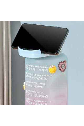 Novahub Zaman Ölçekli Motivasyonlu Su Şişesi Bpa-free 2000 Ml Mavi Mor, Renkli 615