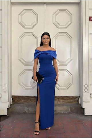Bşkvirgo Bşk Virgo Carmen Elbise Abiye Yaka Fiyonk Detaylı Renk: Saks Beden: M Bsk2026