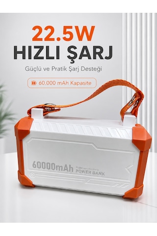 22.5w Hızlı Şarj Destekli 60000 Mah Powerbank 4 Dahili Kablolu Çoklu Usb Type-c Çıkışlı Güç Bankası Çokrenkli