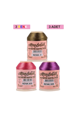 3 Adet Altınbaşak Oya Ve Dantel İpi 20 Gr - Royaleks - No: 858 - 508 - 008