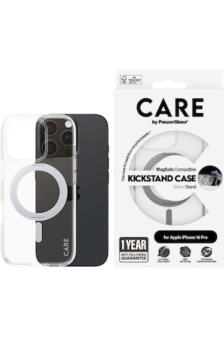 Care By Panzerglass Apple Uyumlu iPhone 16 Pro Feature Kickstand & Magsafe - Gümüş Kılıf Gümüş