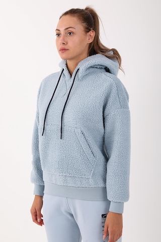 Maraton Sportswear Comfort Kadın Kapşonlu Uzun Kol Basic Sisli Mavi Sweatshirt 21443-sisli Mavi