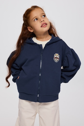 Panço Kız Çocuk Fermuarlı Lacivert Sweatshirt
