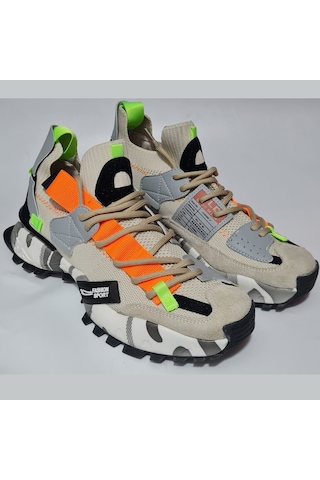 Scootland Bağlı Lastikli Triko Fashion Sport Erkek Spor Ayakkabı 19279 Kum