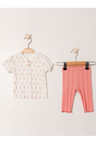 Kd53438.jakarlı Örme Kız 2li Takım 6-9/9-12/18-24/24-36ay Nar Çiçeği