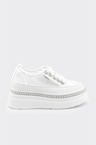 Derinet Yüksek Taban Bağcıklı Kadın Sneaker Beyaz Beyaz Derinet Yüksek Taban Bağcıklı Kadın Sneaker Beyaz Beyaz