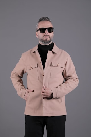 Ohepmoda Dikiş Detaylı Erkek Kaşe Kaban Mont Camel