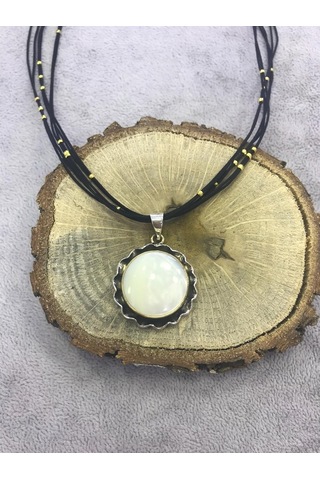 Sedef Taşlı Gümüş Kolye 925 Ayar (512654862)