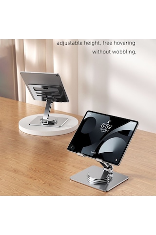 Mt131 Masaüstü Tutucu Soğutma Alüminyum Alaşımlı 360 Dönebilen Katlanabilir Stand Gümüş