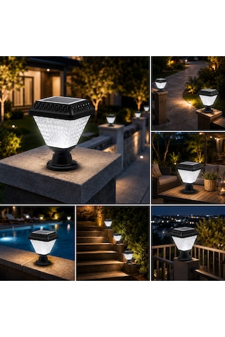 Güneş Enerjili 30w Beyaz Işık Solar Set Üstü Bahçe Armatür Ct-7315