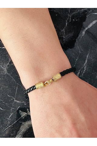 Erkek Bileklik, Gümüş Altın Kaplama Bileklik, Kancalı Sim Desen T