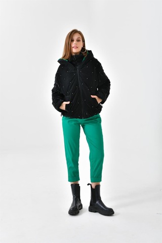 Ftz Women Kadın İnci Detaylı Mont Siyah Rbn4047-siyah Siyah