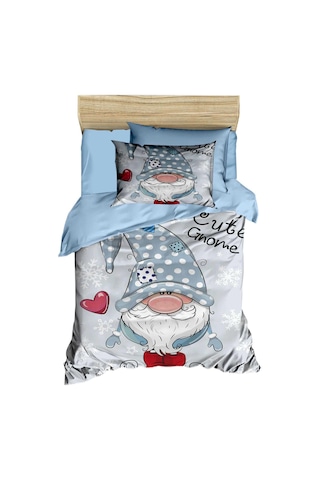Dijital Baskılı 3d Pamuklu Yenidoğan Bebek Nevresim Takımı Cute Gnome Blue Çok Renkli