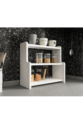 Alpa Ev Mobilya 3 Katlı Tezgah Üstü Mutfak Rafı, Baharatlık Ve Çok Amaçlı Organizer Beyaz