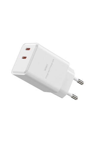 Wiwu Wi-g025 Cube Serisi Dual Type-c Pd Gan Teknolojili Hızlı Şarj Başlığı 47w Beyaz