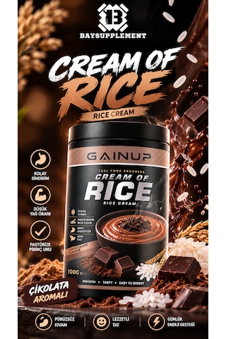 Gainup Cream Of Rice 1000gr - Çikolata Aromalı Pastörize Mikonize Pirinç