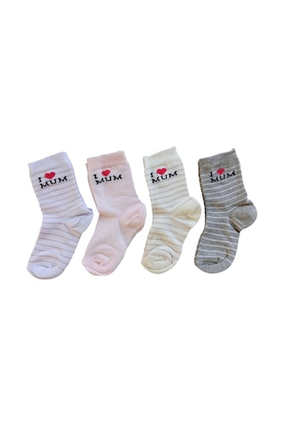 Butik Kız Çocuk 4 Adet I Love Mum Yazılı Soket Çorap 0 -1,1-2,3-4 Yaş