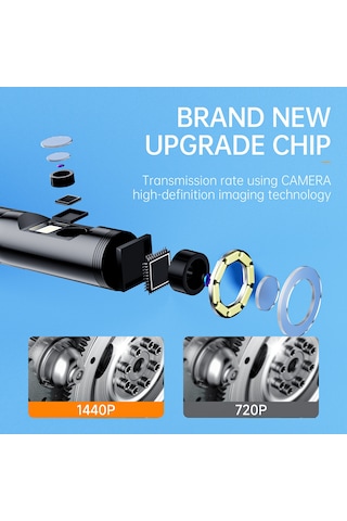 Geeksen 1920p Ip68 Su Geçirmez Endoskop Kamerası - İphone/ipad/android Uyumlu, 1 Metre Sabit Kablolu, 8+1 Ayarlanabilir Led Işık, Siyah An112