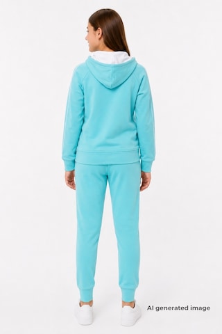 Pina Kids Kız Çocuk Scuba Unlimited Çift Şeritli Kapüşonlu Reglan Kol Dalgıç Kumaş Eşofman Takımı Esf7023 Su Yeşili