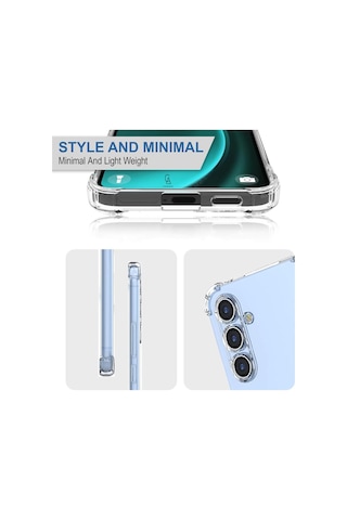 Samsung Galaxy A25 Uyumlu Köşe Dolgulu Anti Shock Telefon Kılıfı Ve Kırılmaz Cam Ekran Koruyucu