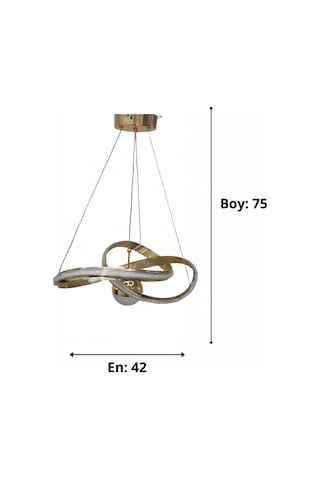 Karçiçegi Büyük Modern Ledli Avize Çizgili 3 Renk Power Ledli Gold Kaplama Yatak Odası Salon Mutfak
