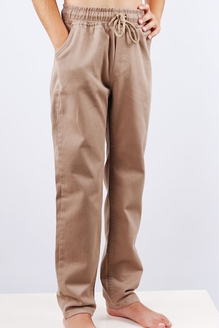 Hçm Çocuk Unisex Okul Pantolonu Beli Lastikli Taba