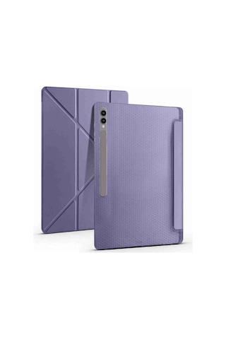 Galaxy Uyumlu Tab S10 Ultra Uyumlu 14.6 İnç Kalem Bölmeli Standlı Tri Folding Tablet Kılıfı Kapaklı Kılıf
