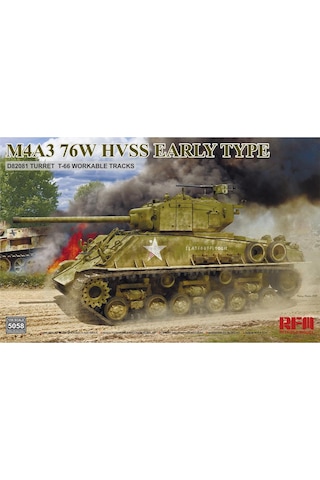 Rfm 5058 1/35 Ölçek, M4a3 76w Hvss Erken Dönem, D82081 Namlu, T-66 Paletli Tankı, Plastik Model Kiti-34469