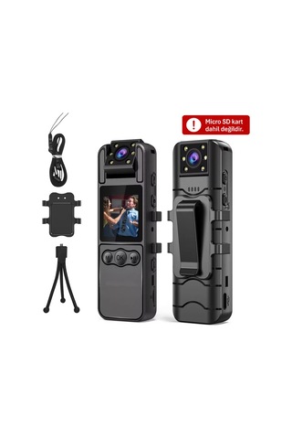 H82 1080P WiFi Vücut Kamerası Full HD Ses ve Video Kayıt Cihazı 180° Döner Lens Gece Görüş 1.3 İnç Ekran