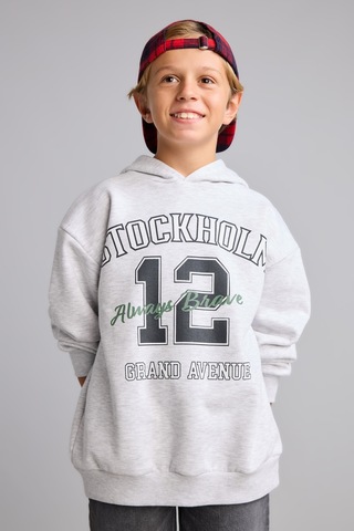 Defacto Overshirt Fit Kapüşonlu İçi Yumuşak Tüylü Baskılı Sweatshirt Erkek Çocuk I3083a826wngr400 Gri-gr400