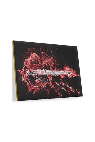 Cakasepetim Elektrogitar Ve Kırmızı Alevler Ahşap Mdf Tablo