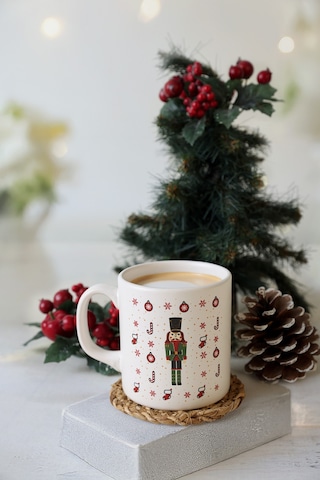 Keramika New Year Kurşun Asker Ağaç Kupa 10 Cm Beyaz