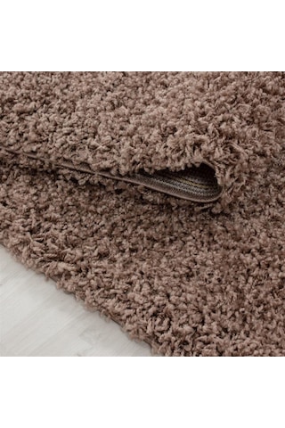 Yüksek Tüylü 30 Mm Hav Yüksekliğinde Düz Mokka Açık Kahverengi Renkli Shaggy Halı