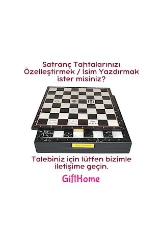 Ceviz Desenli Mdf Ahşap Sandıklı Satranç Tahtası 36x36x6 Cm