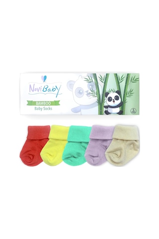 Novibaby 5'li Bambu Yenidoğan Bebek Çorabı I Colour Mix I 0-6 ay "Karışık Renkli"