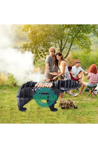 Endüstri Grup - Ayı Figürü Heykel Kömürlü Mangal Barbekü Izgara