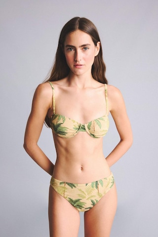 Defacto Regular Fıt Çiçekli Simli Kumaş Bikini Üstü G7029ax26smkh452 Haki-kh452
