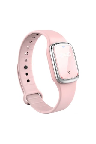 Xindoker Pembe Usb Şarjlı Ultrasonik Kovucu Bileklik - Doğal Yağlar, Saat Fonksiyonu, Tüm Yaşlar İçin Güvenli, 130 Saat Çalışma Süresi