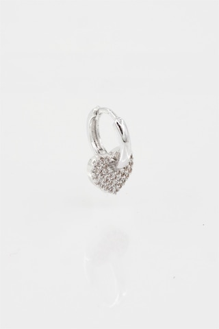 Kadın Kendi Tarzını Oluştur Zirkon Taşlı Kalp Figürlü Helix Model 1 Adet Küpe Çok Renkli