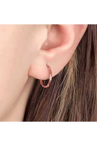 Taşsız Rose Gold Halka Gümüş Kadın Küpe N11.91586