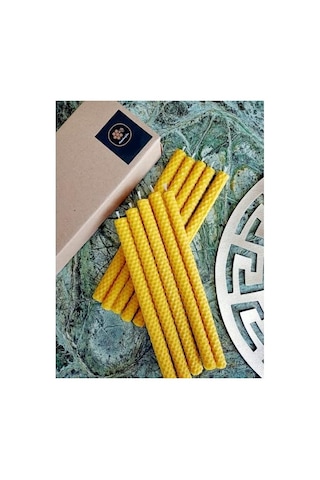 10 Adet 21cm Balmumu Mum Dilek Mumu, Beeswax Candle Doğal Petek Bal Mumu Mum 000 Açık Krem